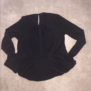 Plus peplum mesh black top